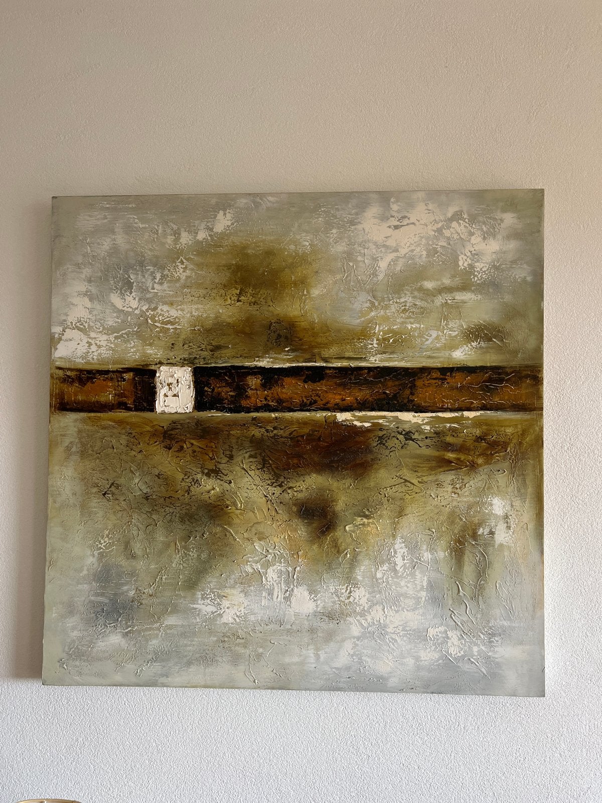 Abstract Schilderij - Aardetinten met Textuur, Ophalen