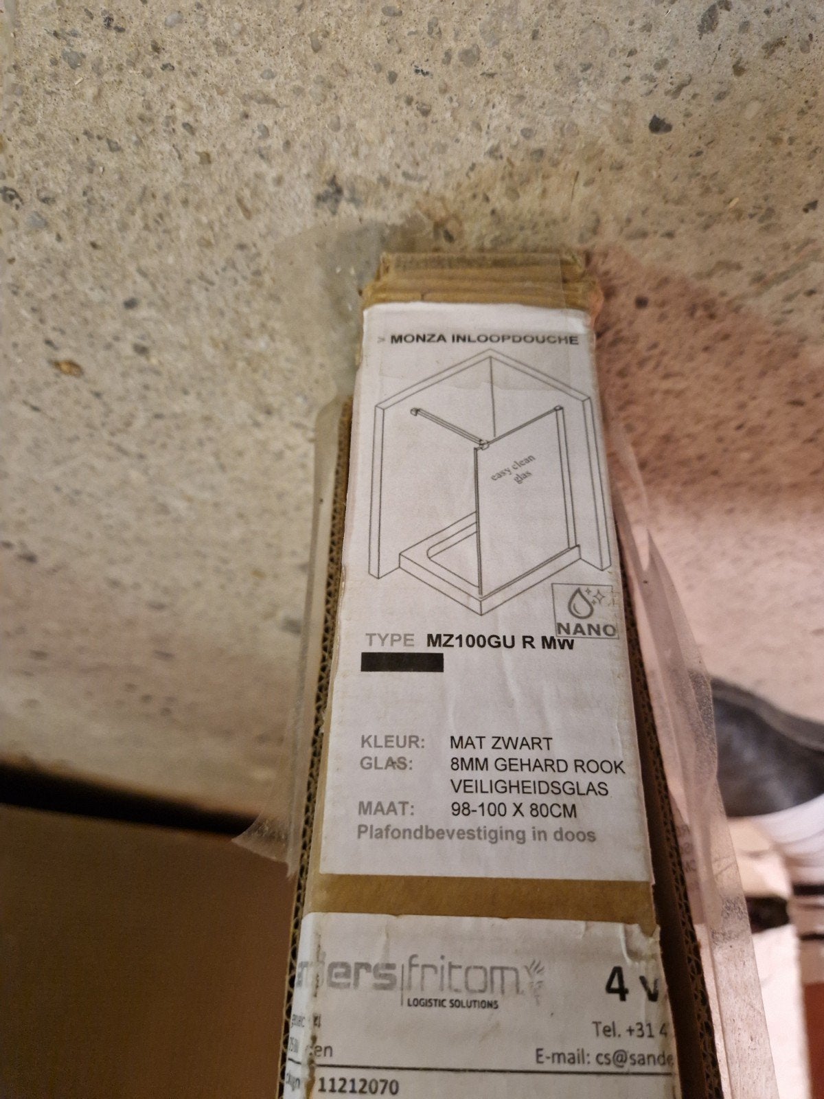 Rowe Monza Inloopdouche MZ100GU R MW 100x80cm Grijs Glas, Doe-het-zelf en Verbouw, Ophalen, Nieuw, Glas, Douche