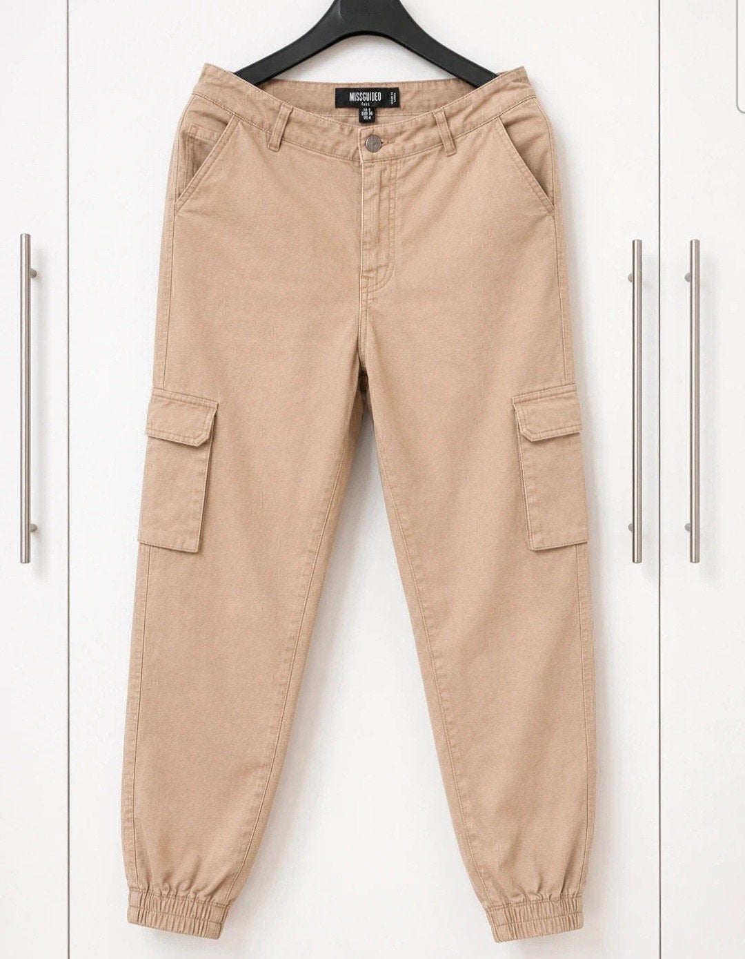 Missguided beige cargo broek- maat 36, Verzenden, Beige, Zo goed als nieuw, Maat 36 (S)