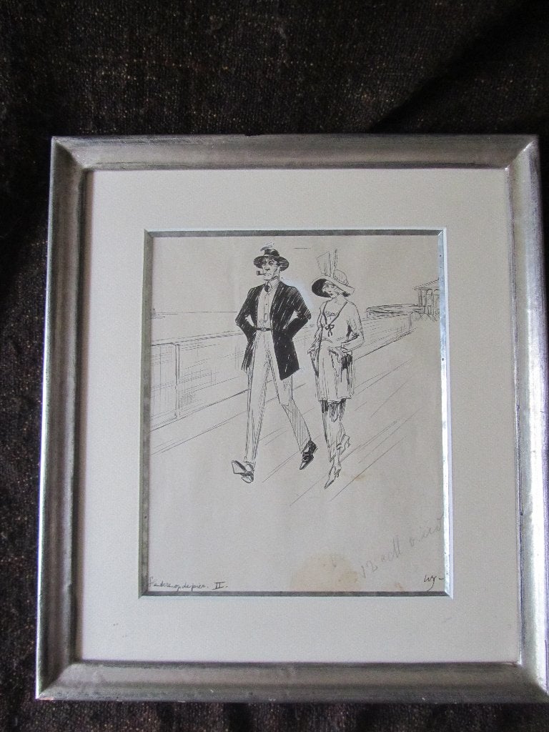 Willy Sluiter   1873 - 1949, Antiek en Kunst, Ophalen of Verzenden, Tekening, Pentekening, Achter glas