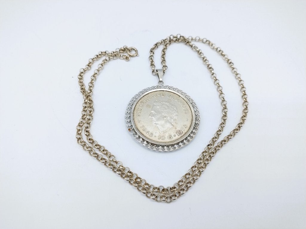 Zilveren jasseronketting met zilveren 10 gulden hanger, Met hanger, Info@zilverwebsite.nl, Verzenden, Zo goed als nieuw