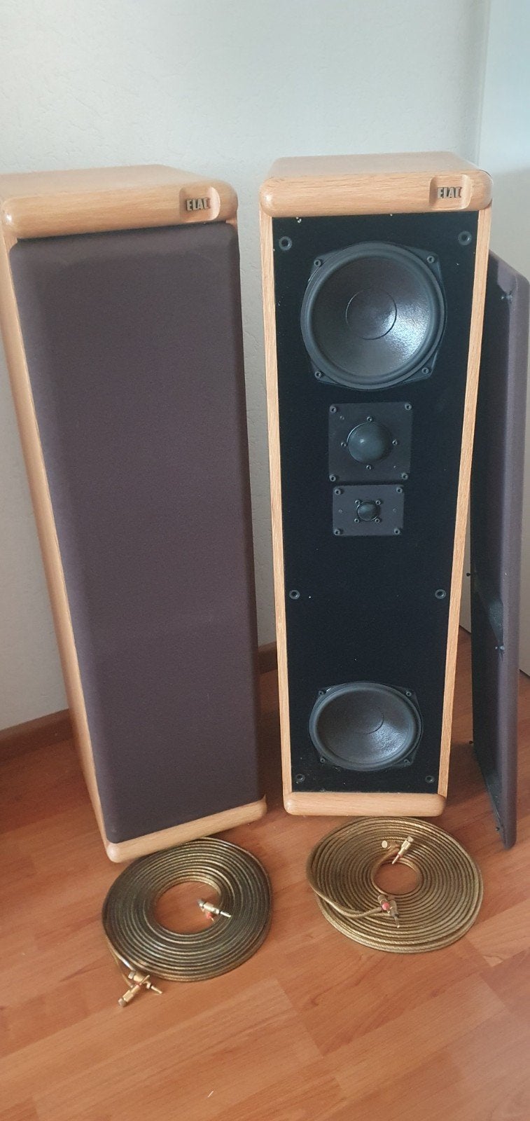 ELAC EL 140 Vloerstaande Luidsprekers - Vintage Geluid, Audio, Tv en Foto, Luidsprekers, Vloerstaande luidspreker, Gebruikt, Inclusief kabels