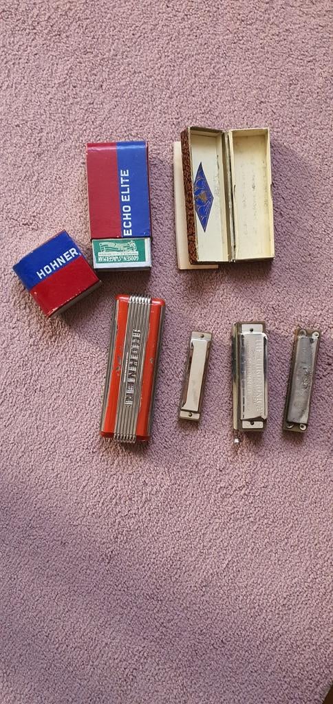 5 Hohner mondharmonica's, waaronder Chromonica en Echo Elite, Gebruikt, Overige typen, Chromatisch, Ophalen of Verzenden