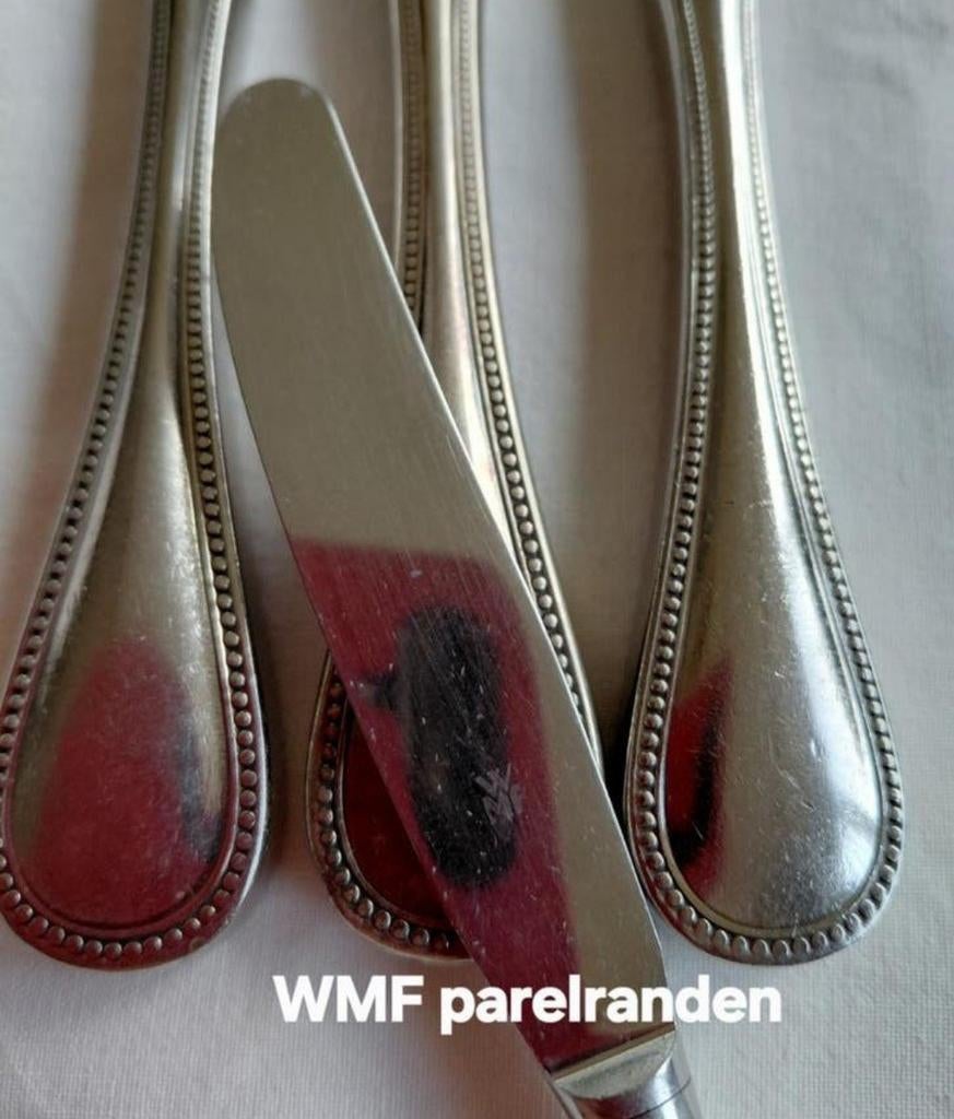 WMF verzilverde messen dikke handvatten parel randen, Antiek en Kunst, Antiek | Bestek, Ophalen of Verzenden