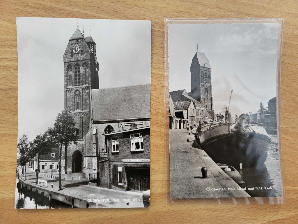 ansicht OUDEWATER Kerk boot ijssel (2x), Ophalen, Voor 1920, Utrecht