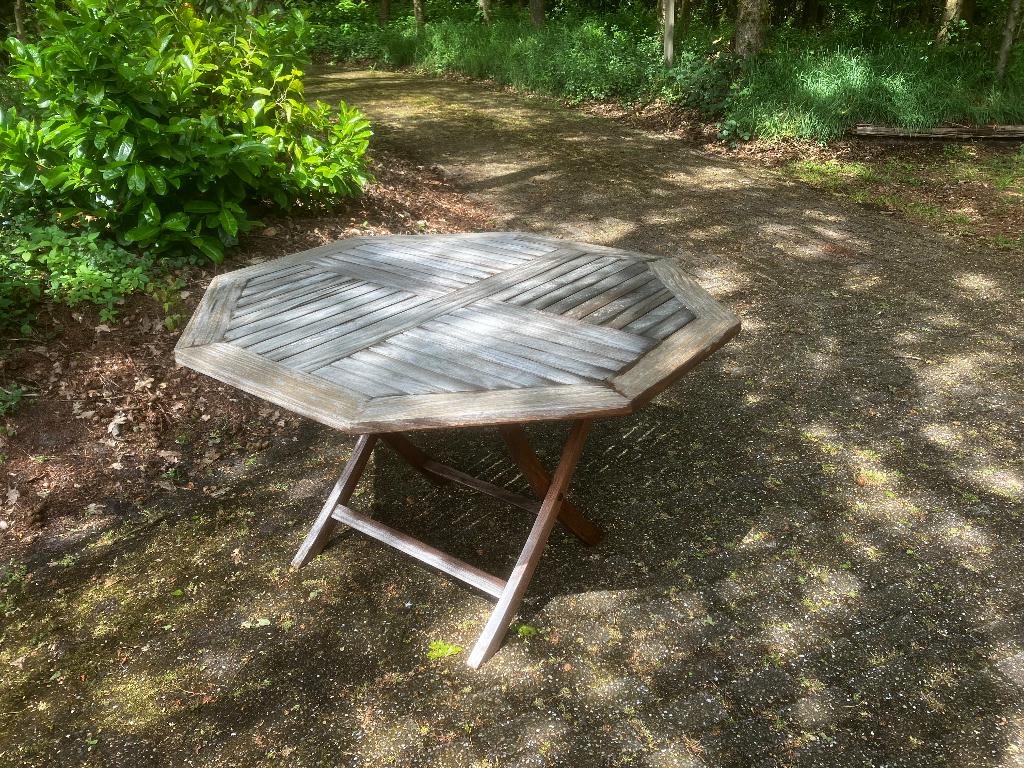 Teak tuintafel 120 cm, Ophalen, Gebruikt, Rond, Teakhout