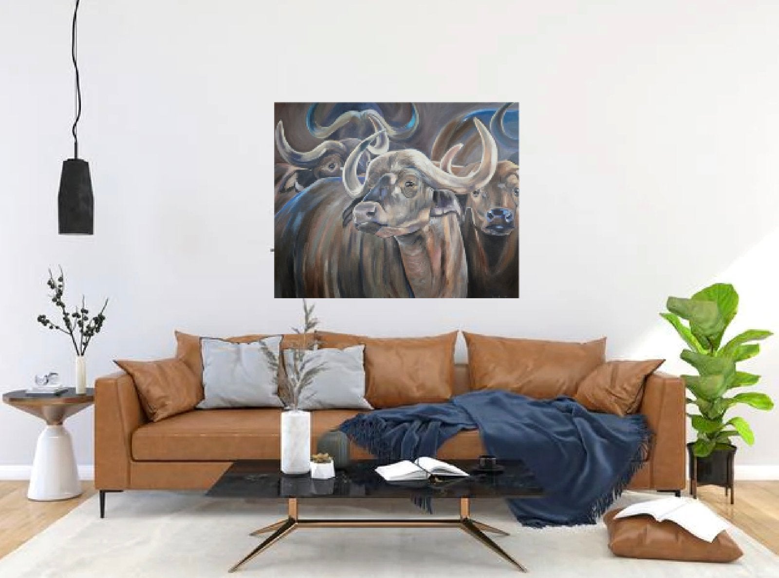 Schilderij afrikaanse buffels acrylverf op doek, Oorspronkelijke maker, Nieuw, Ophalen of Verzenden, Schilderij