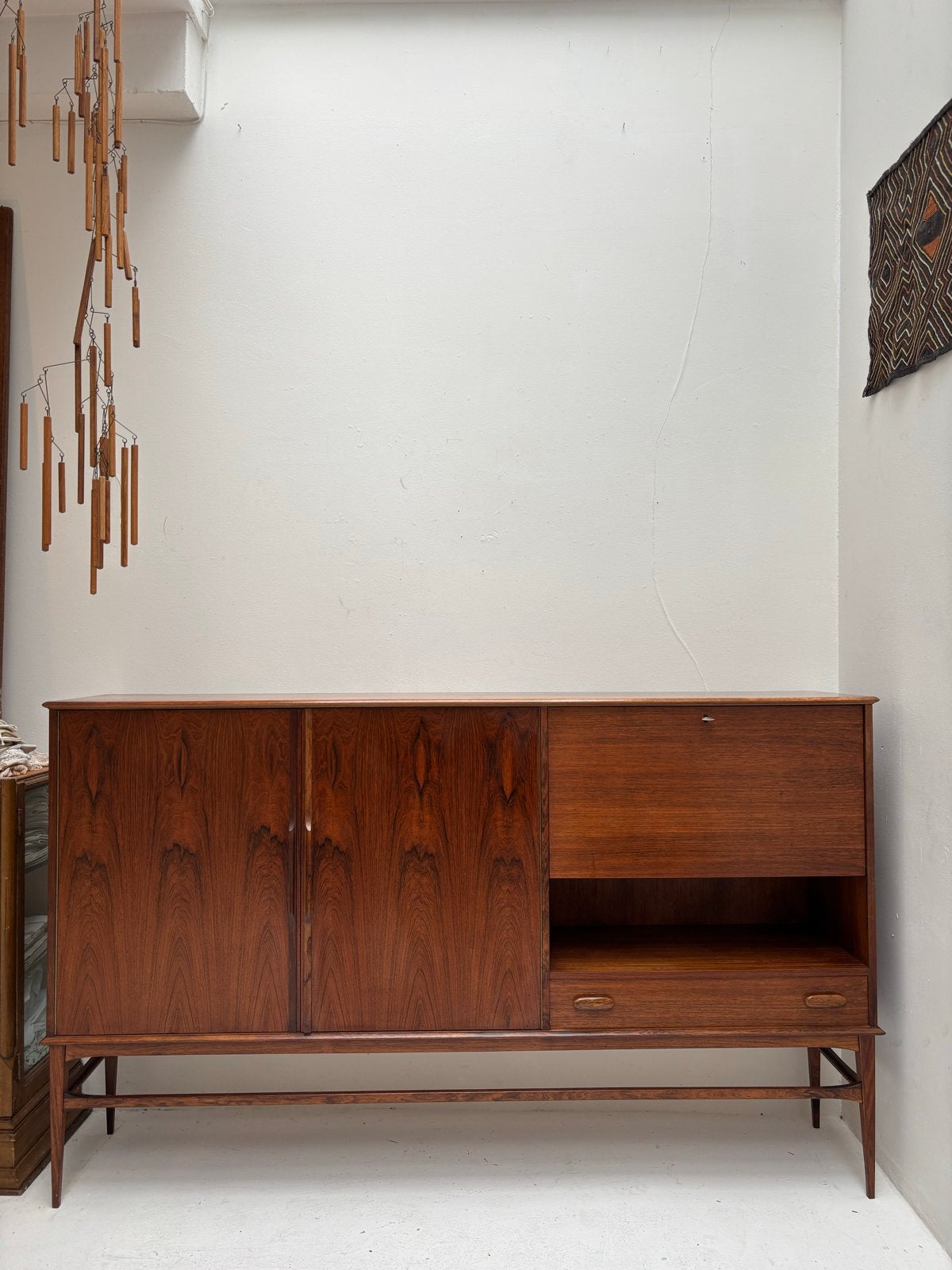 Vintage Deens dressoir palissander met bar en lades, Ophalen, Sanne Hop, Gebruikt, 150 tot 200 cm
