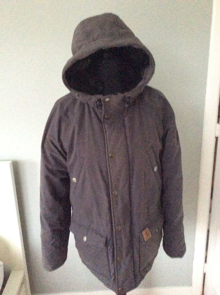 z.g.a.n. Carhartt heren grijze parka winterjas maat S., Carhartt, Ophalen of Verzenden, Zo goed als nieuw, Grijs