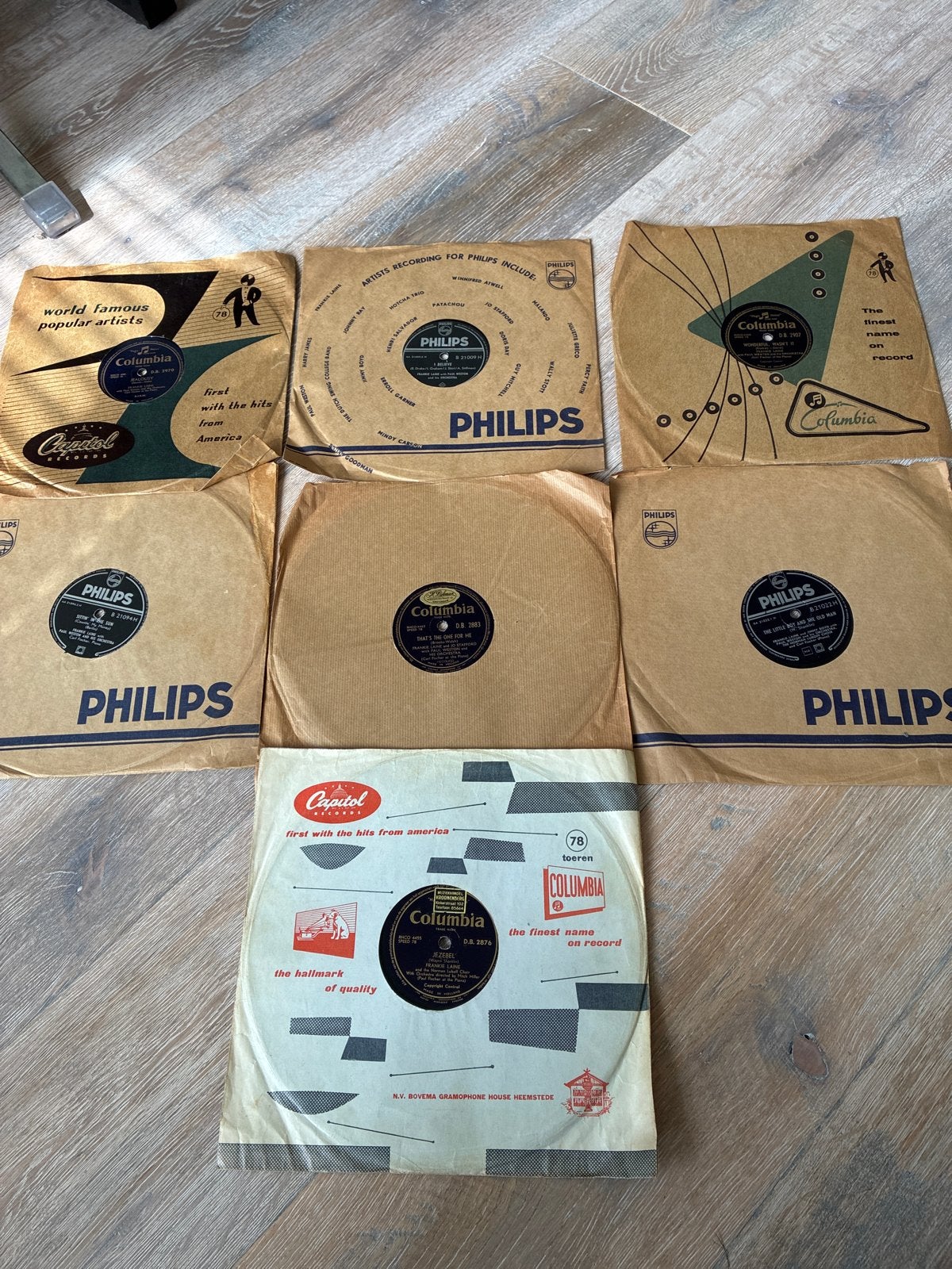 Frankie Laine 78 toeren platen collectie (7 stuks), Cd's en Dvd's, Vinyl | Overige Vinyl, Ophalen, Gebruikt, 10 inch, Overige typen