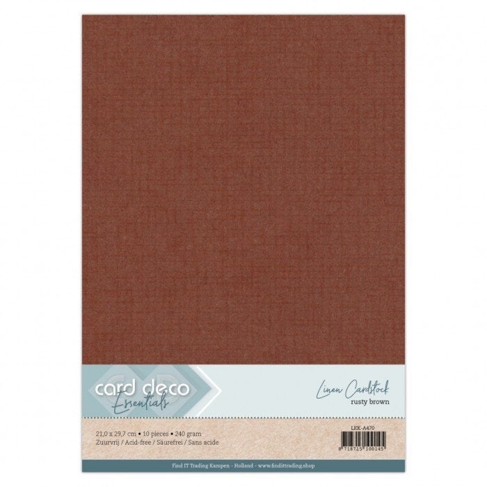 Card Deco A4 linnenkarton 70 rusty brown 10 vellen 240 grams, Overige merken, Papier of Karton, ., Nieuw
