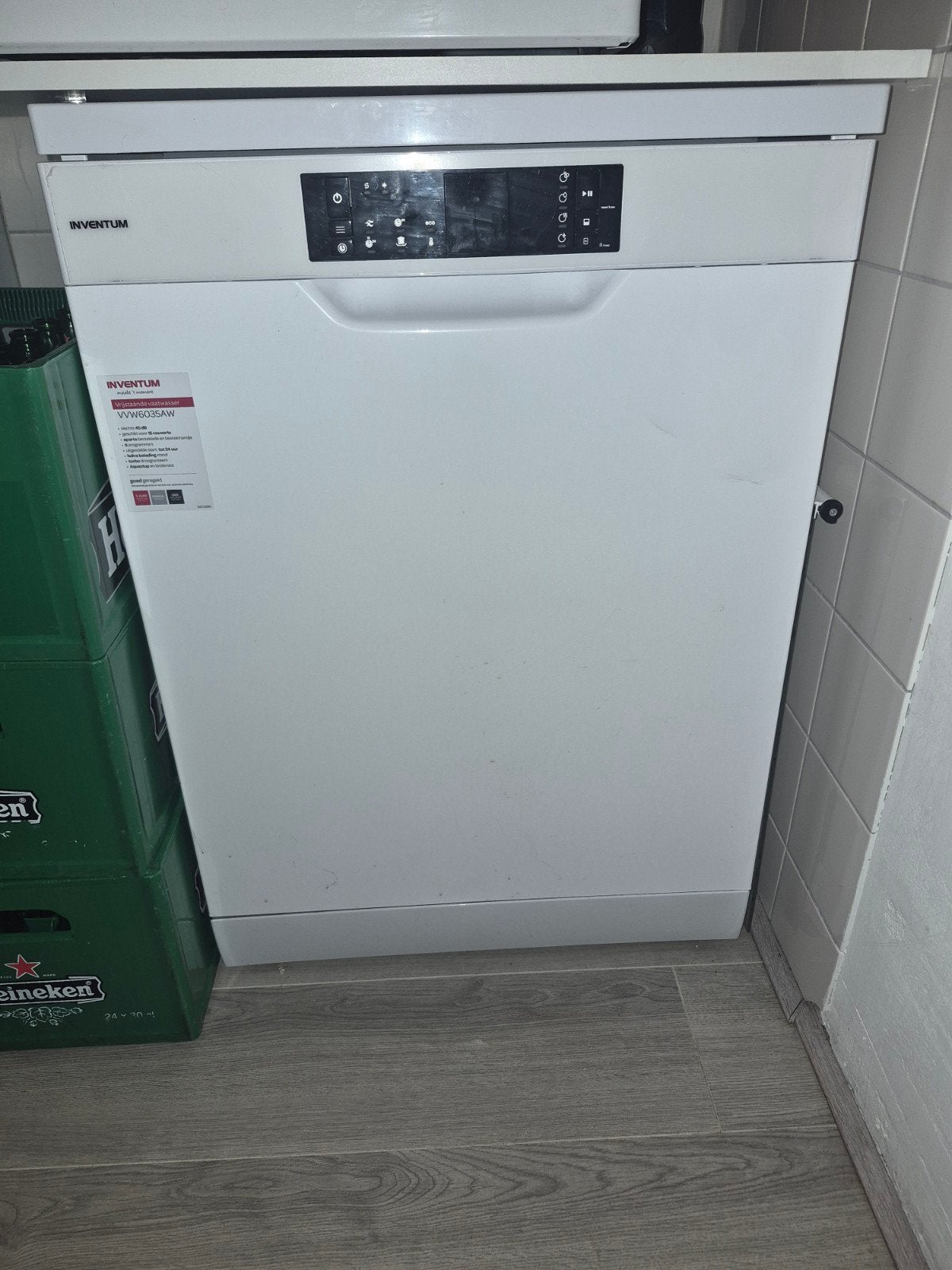 Inventum VVW6038AW Vrijstaande Vaatwasser - Wit, Ophalen, Gebruikt, Energieklasse A of zuiniger, 85 tot 90 cm