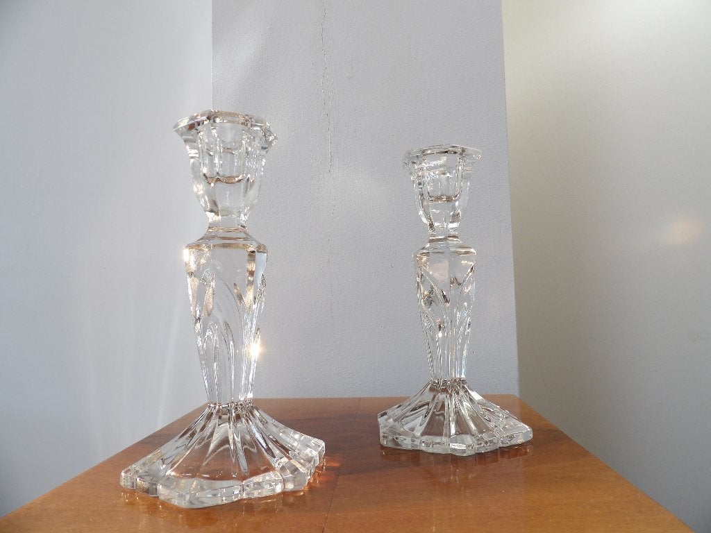Art Deco Style Kandelaars Kristal, Ophalen of Verzenden, Kristal