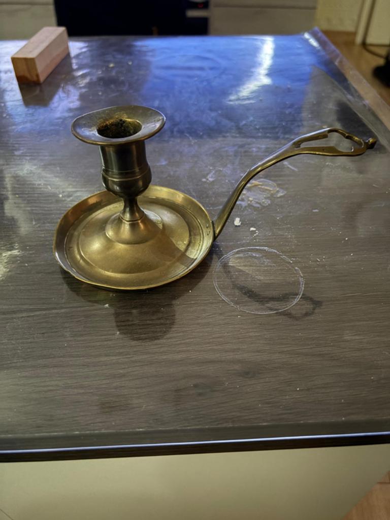 Antieke koperen kandelaar met handvat, Antiek en Kunst, Antiek | Kandelaars, Ophalen