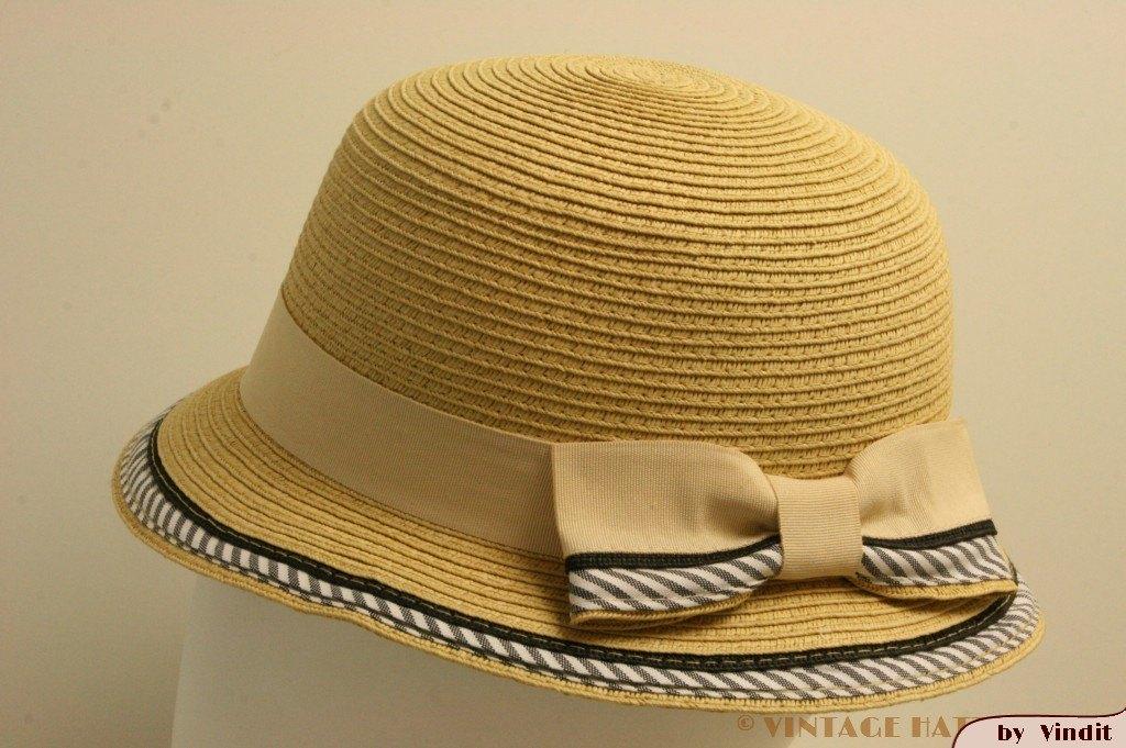 dames strohoed Cloche Hawkins creme 57 nieuw, 56 of 57 cm (M, 7 of 7⅛ inch), Hoed, Hawkins, Nieuw