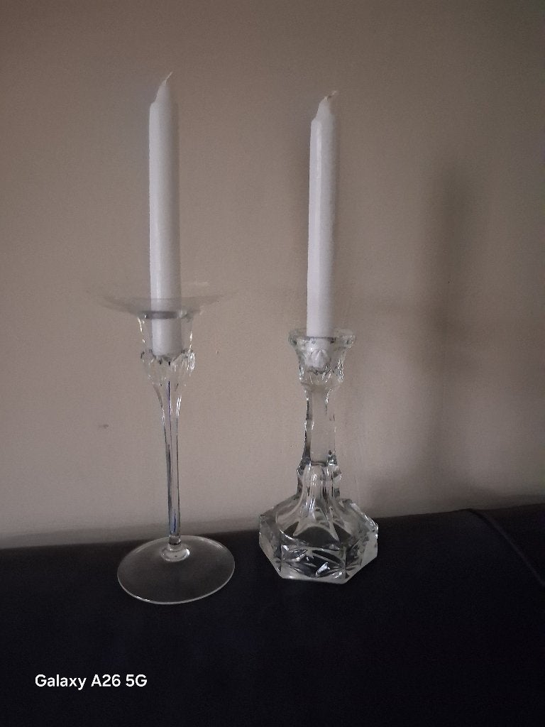 Kaarsenkandelaar glas, Ophalen of Verzenden, 20 cm, Kandelaar, Glas