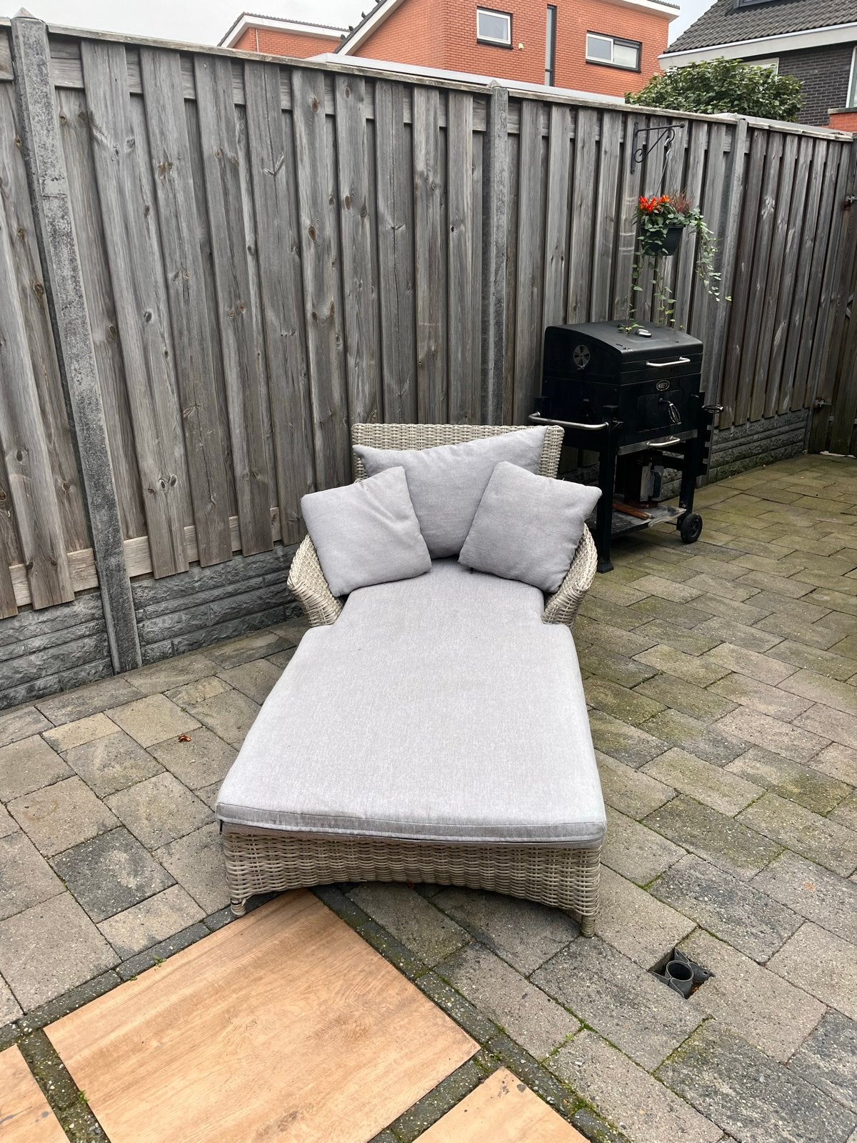 Comfortabele Wicker Ligstoel met Kussens, Tuin en Terras, Ophalen, Gebruikt, Wicker