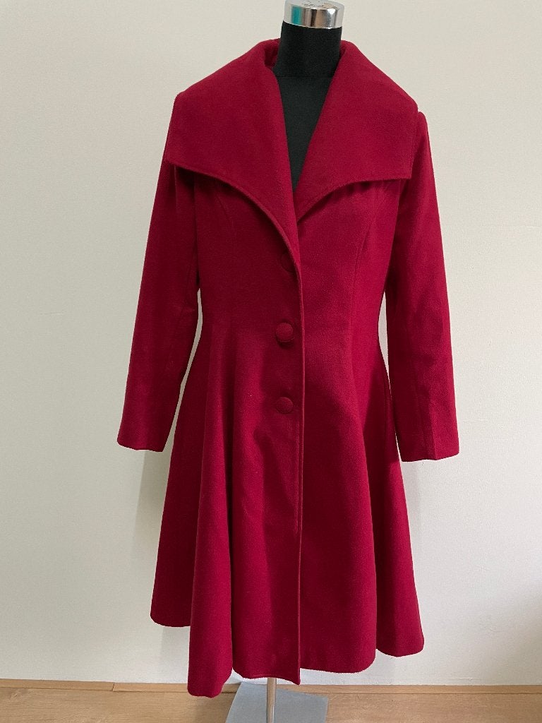 Jas1 - Wijnrode Hell Bunny winterjas mt L (1), Kleding | Dames, Ophalen of Verzenden, Zo goed als nieuw