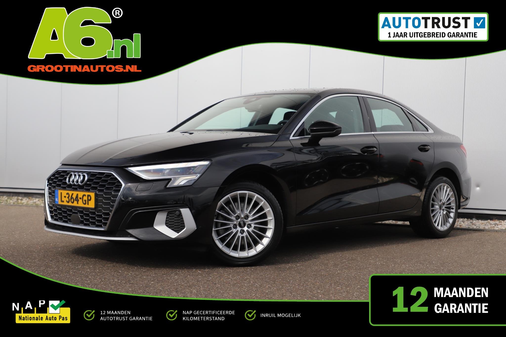 Audi A3 Limousine 30 TFSI Business edition Automaat Sportsto, Auto's, Stof, Gebruikt, Met garantie (alle), Zwart