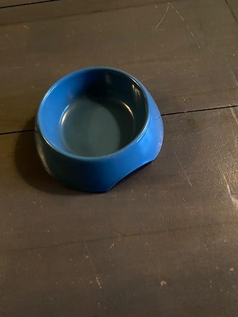 e27 – blauw kunststof honden bakje, doorsnede 11 cm, Ophalen, Gebruikt