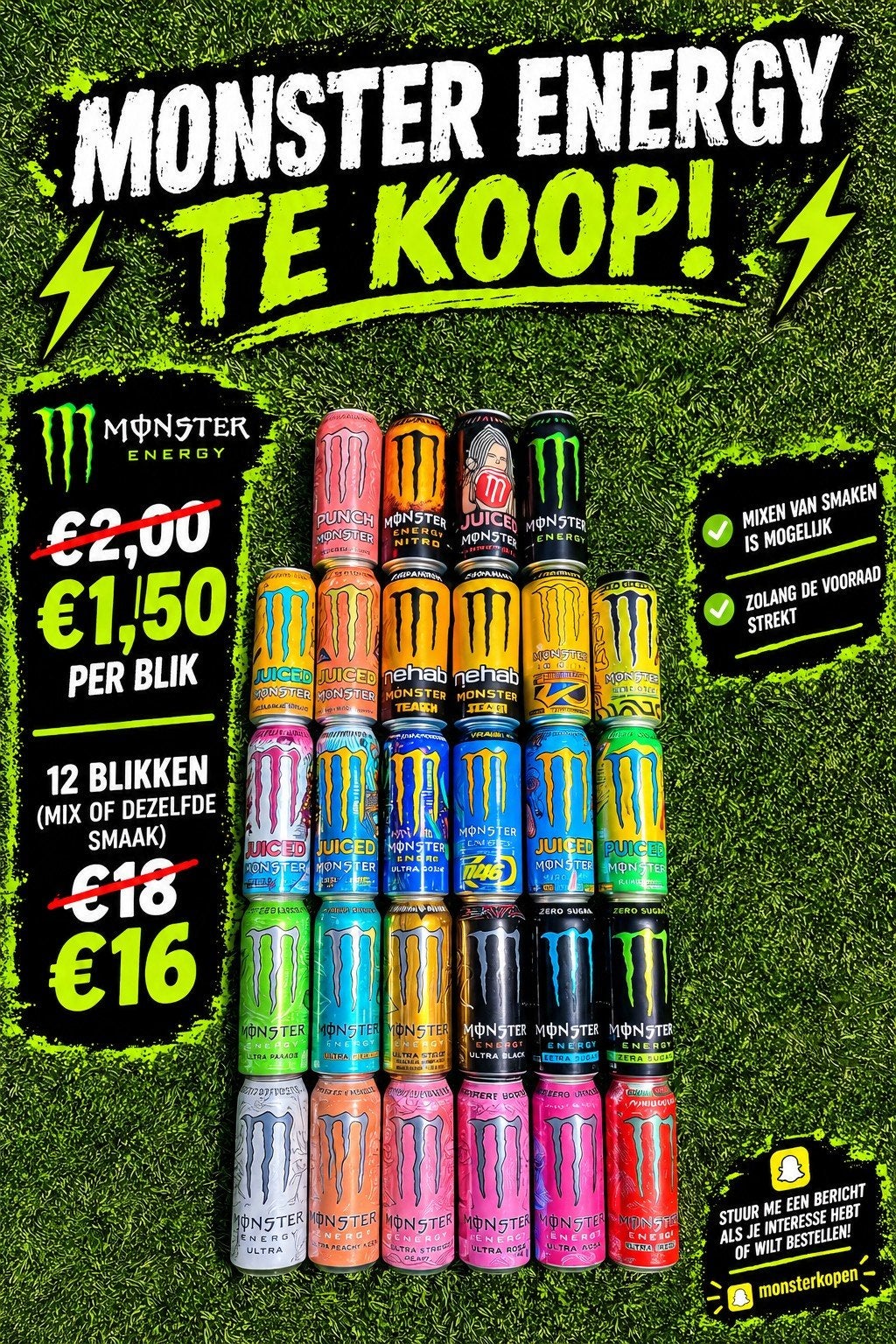 28 Smaken Monster Energy Te Koop 300+ Op Vooraad, Verzamelen, Ophalen of Verzenden, Nieuw, Overige, Overige merken