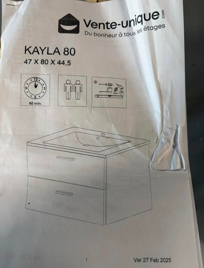 Nieuwe wastafelkast Kayla 80 - Zonder wastafel, Huis en Inrichting, Badkamer | Badkamermeubels, Nieuw, Minder dan 100 cm, Wastafelkast