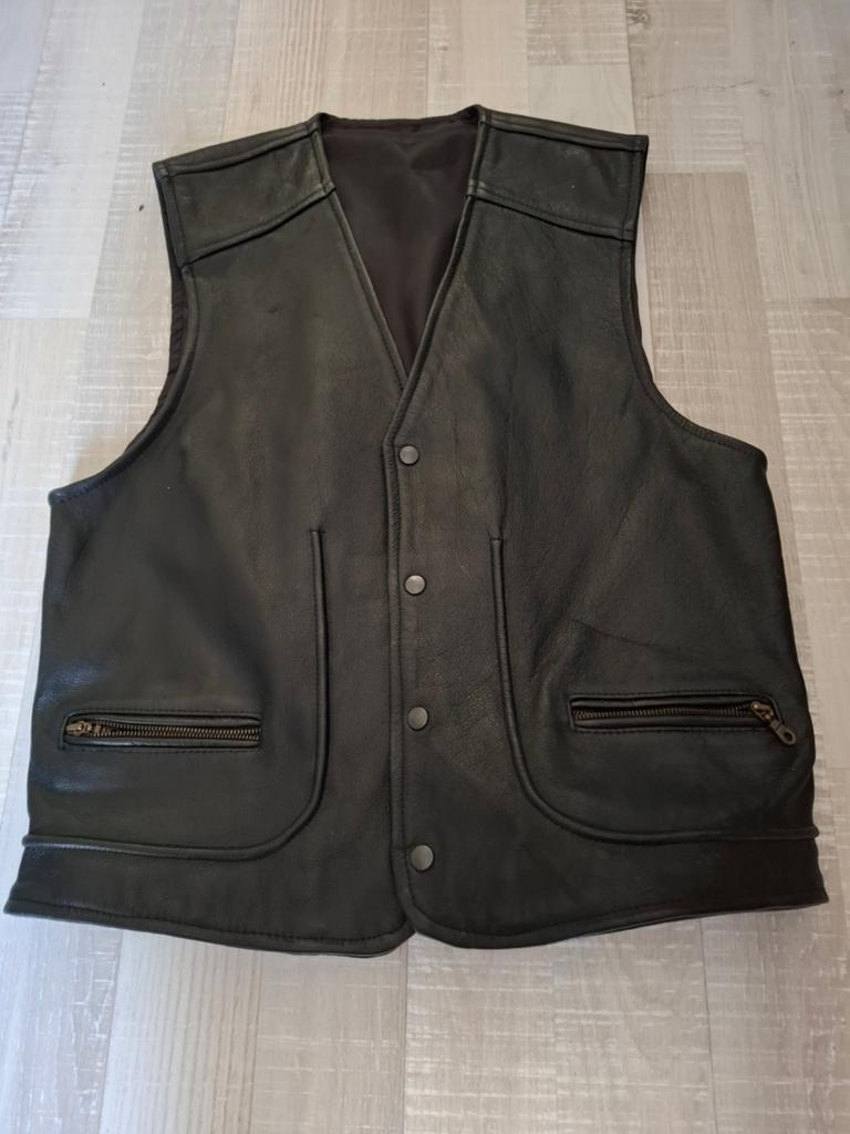 Leren heren gilet - Zwart, Ophalen of Verzenden, Gedragen, Onbekend