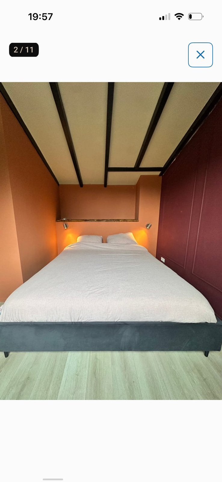 Bed 180x220, Huis en Inrichting, Slaapkamer | Bedden, Ophalen, Eenpersoons, Blauw, Zo goed als nieuw