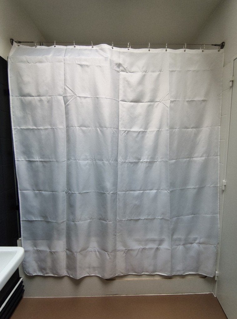 Wit douchegordijn 180x200 cm met metalen ogen  Beschrijving, IKEA, Gebruikt, Wit, Overige typen