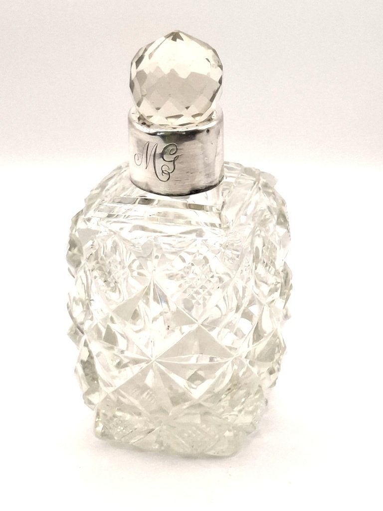 Antiek (1902) Engels kaptafelpotje met zilveren hals., Antiek en Kunst, Ophalen of Verzenden, Zilver