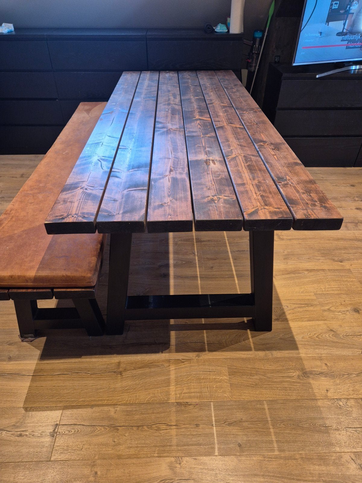 Mooie eettafel plus bank, Ophalen, Gebruikt, Rechthoekig, Hout