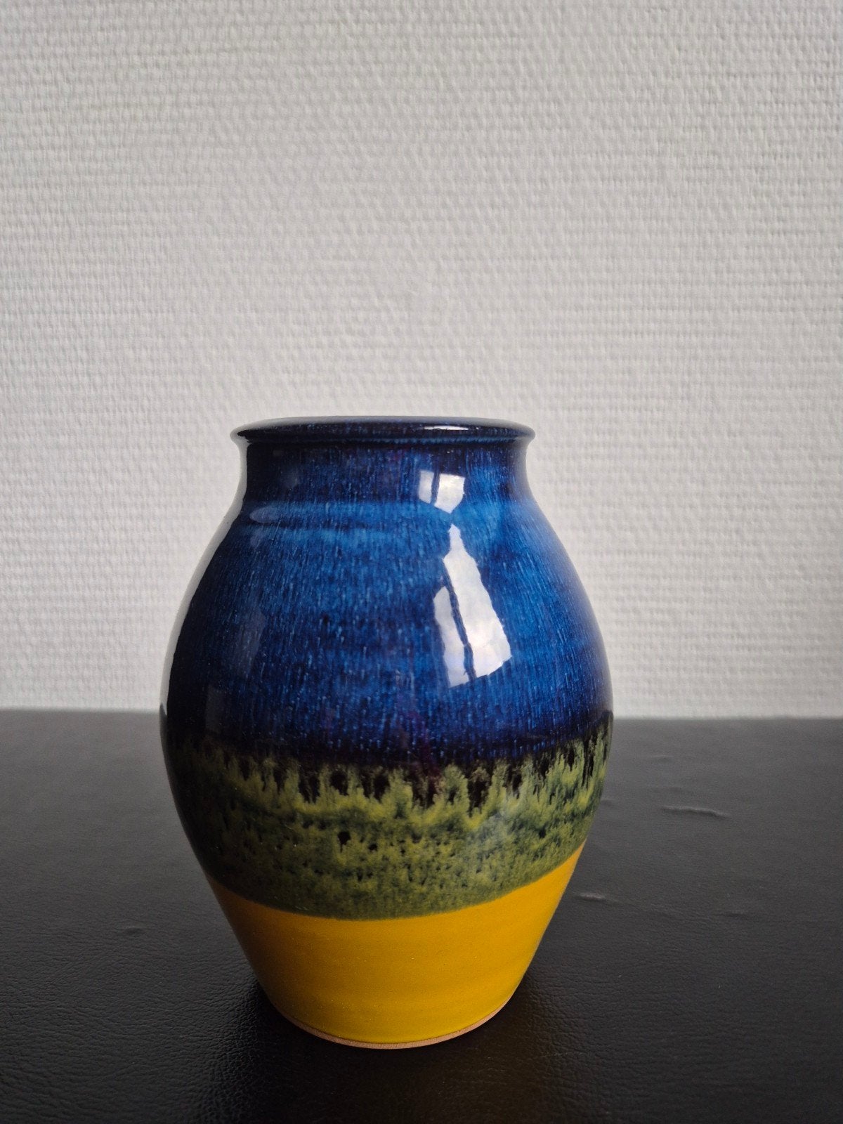 keramische vaasje - Blauw, groen, geel, Ophalen of Verzenden