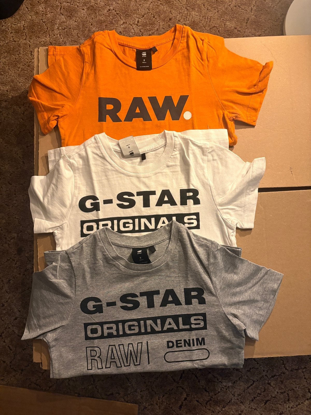 G-Star Raw Jongens T-shirts Set van 3 - Maat 128 - Origineel, Kinderen en Baby's, Kinderkleding | Maat 128, Ophalen, Zo goed als nieuw