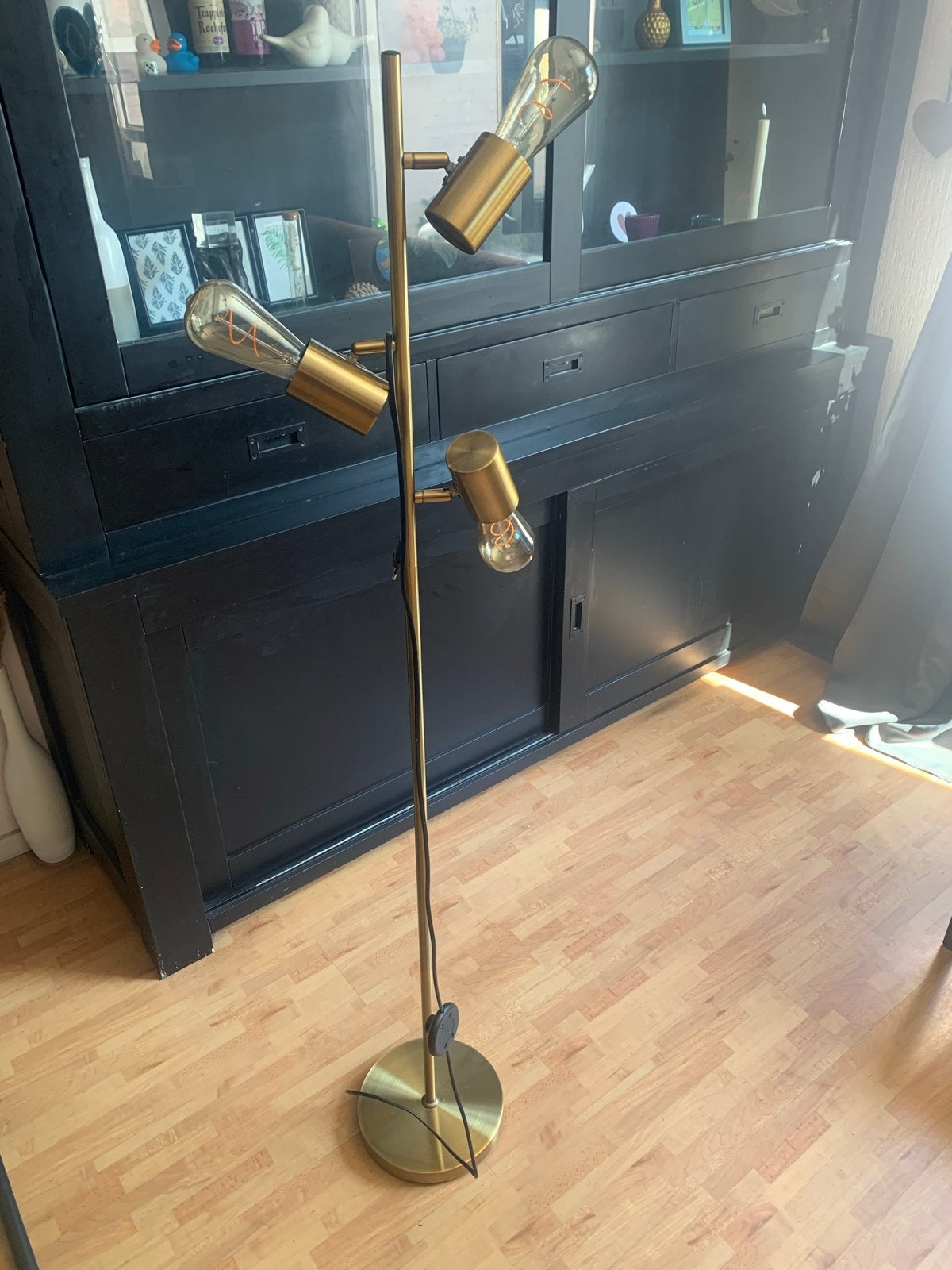 Gouden vloerlamp excl vittingen, Ophalen, Zo goed als nieuw, Metaal, 150 tot 200 cm