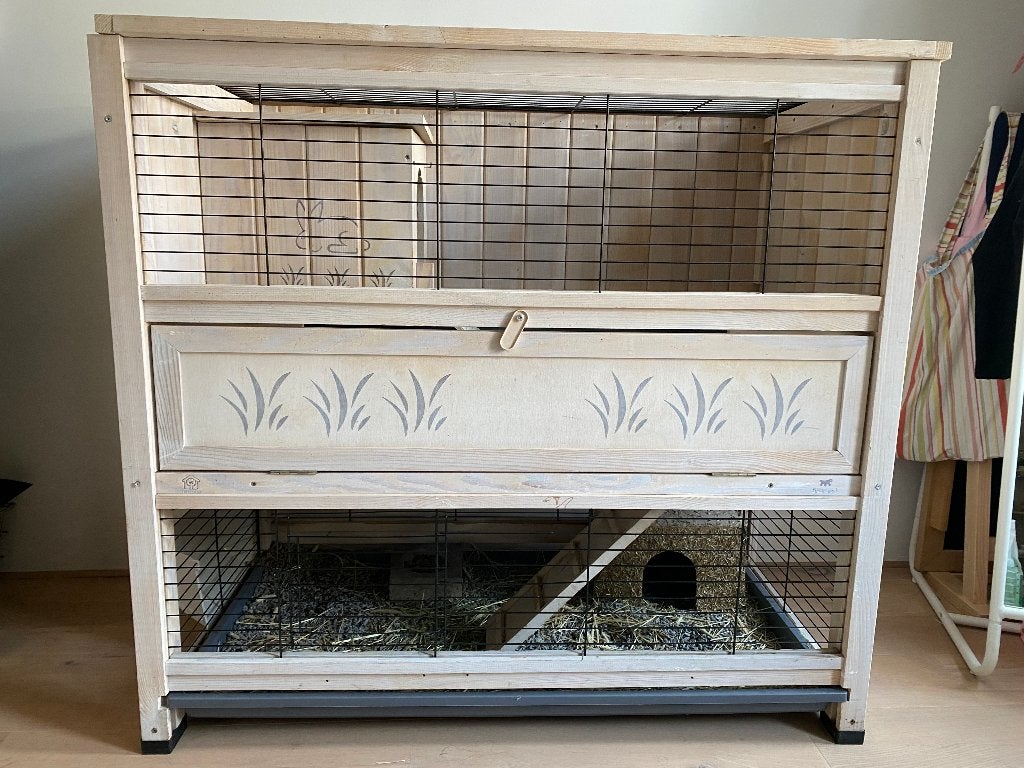 Cottage Large Houten Konijnenhok | 2 verdiepingen | 110x58, Ophalen, Cavia, 90 cm of meer, Hok