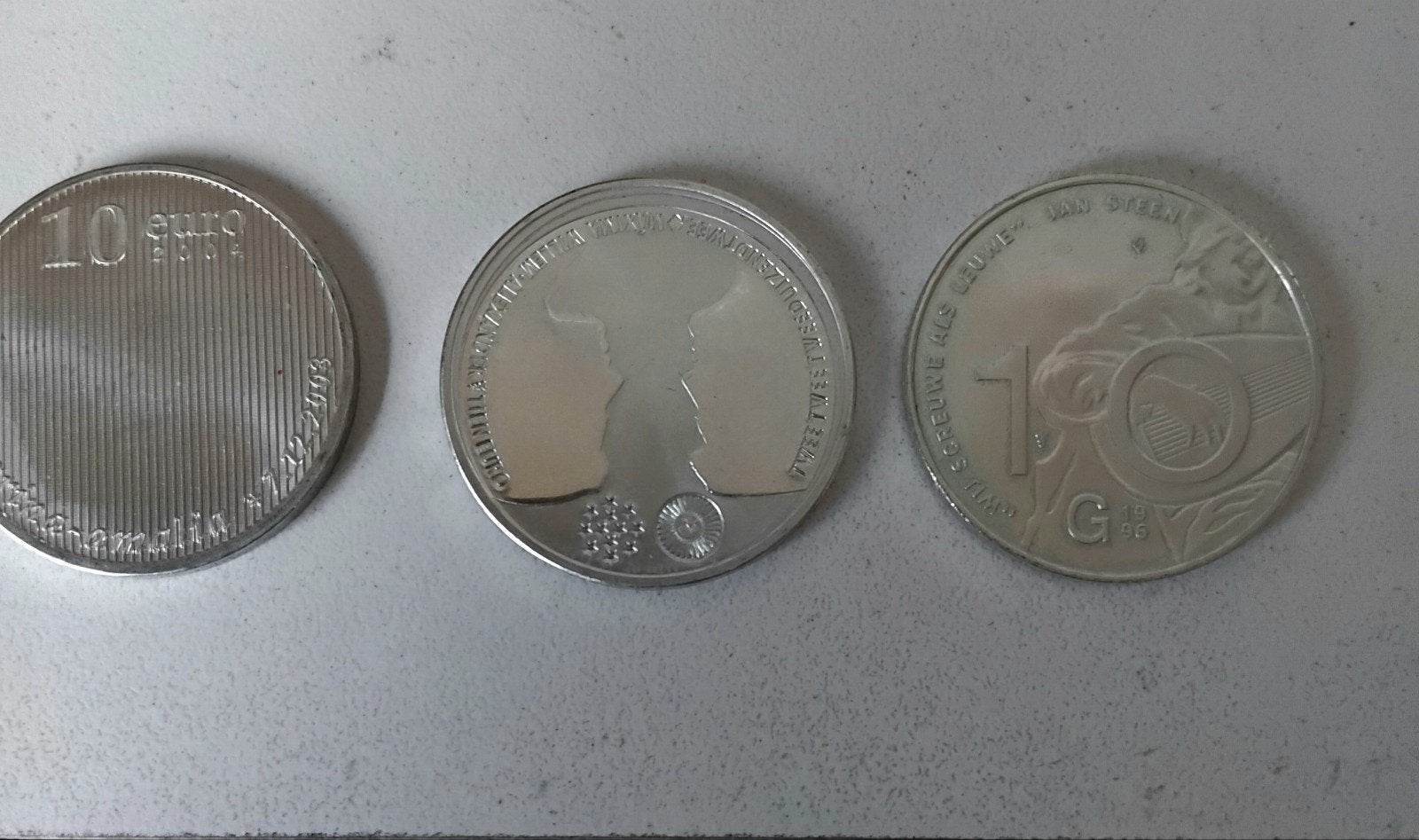 Set van 3 zilveren herdenkingsmunten - Beatrix, Postzegels en Munten, Ophalen