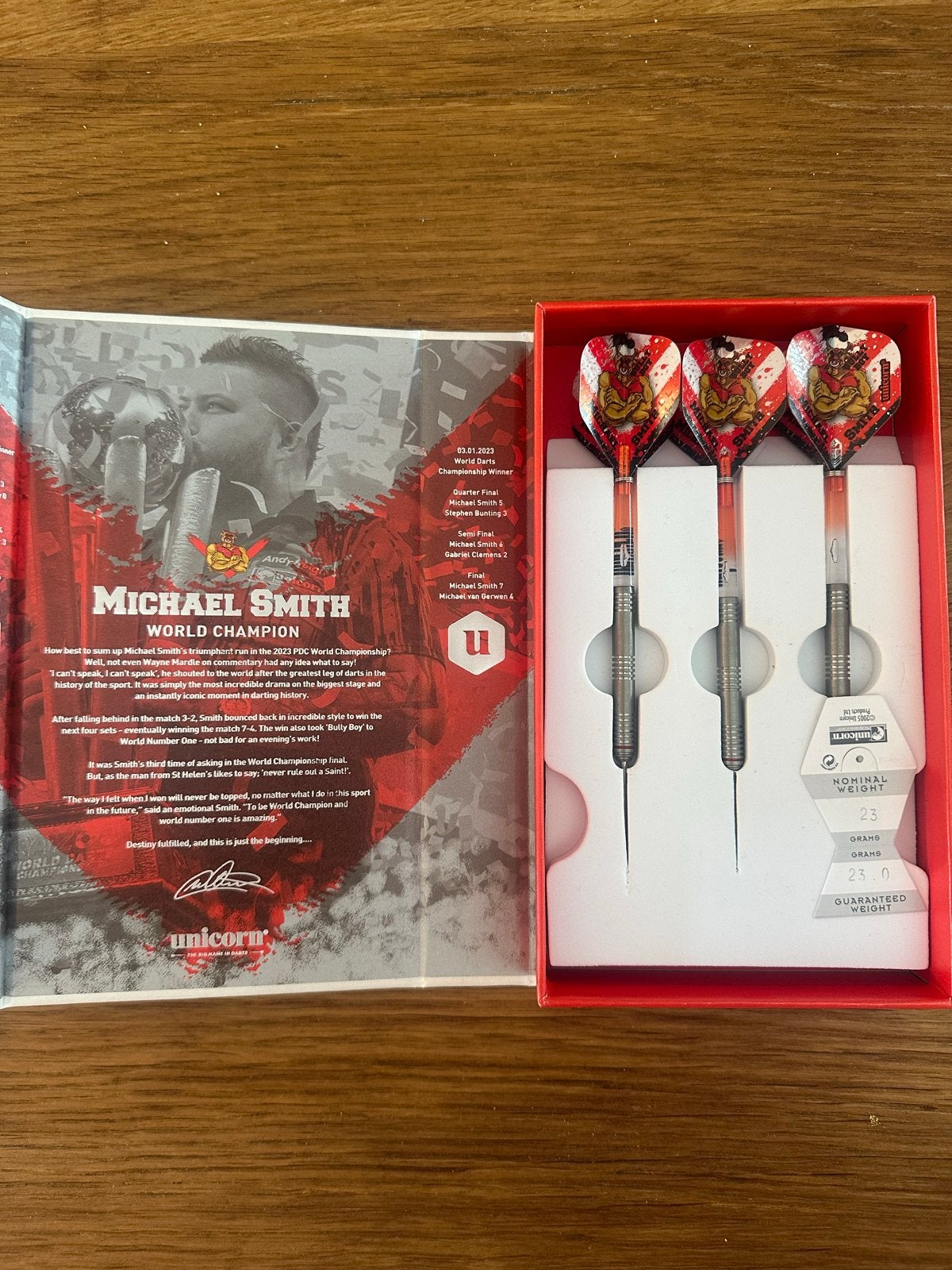 Unicorn Michael Smith World Champion Darts 23g, Ophalen of Verzenden, Nieuw, Pijlen