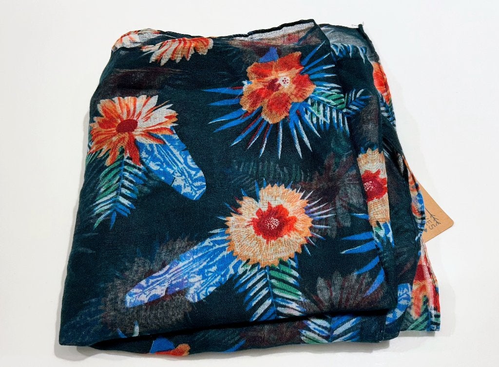 Blauwe foulard met bloemen, Kleding | Dames, Mutsen, Sjaals en Handschoenen, Ophalen of Verzenden, Nieuw, Sjaal