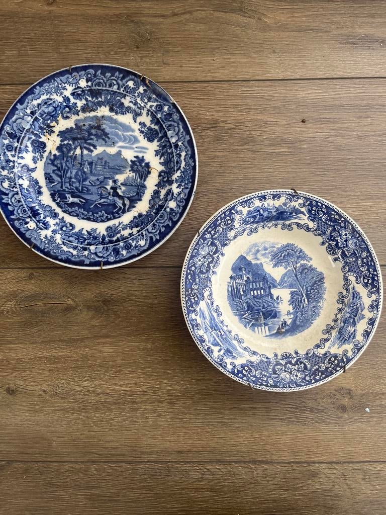Antieke Delfts Blauwe Borden (2 stuks), Ophalen
