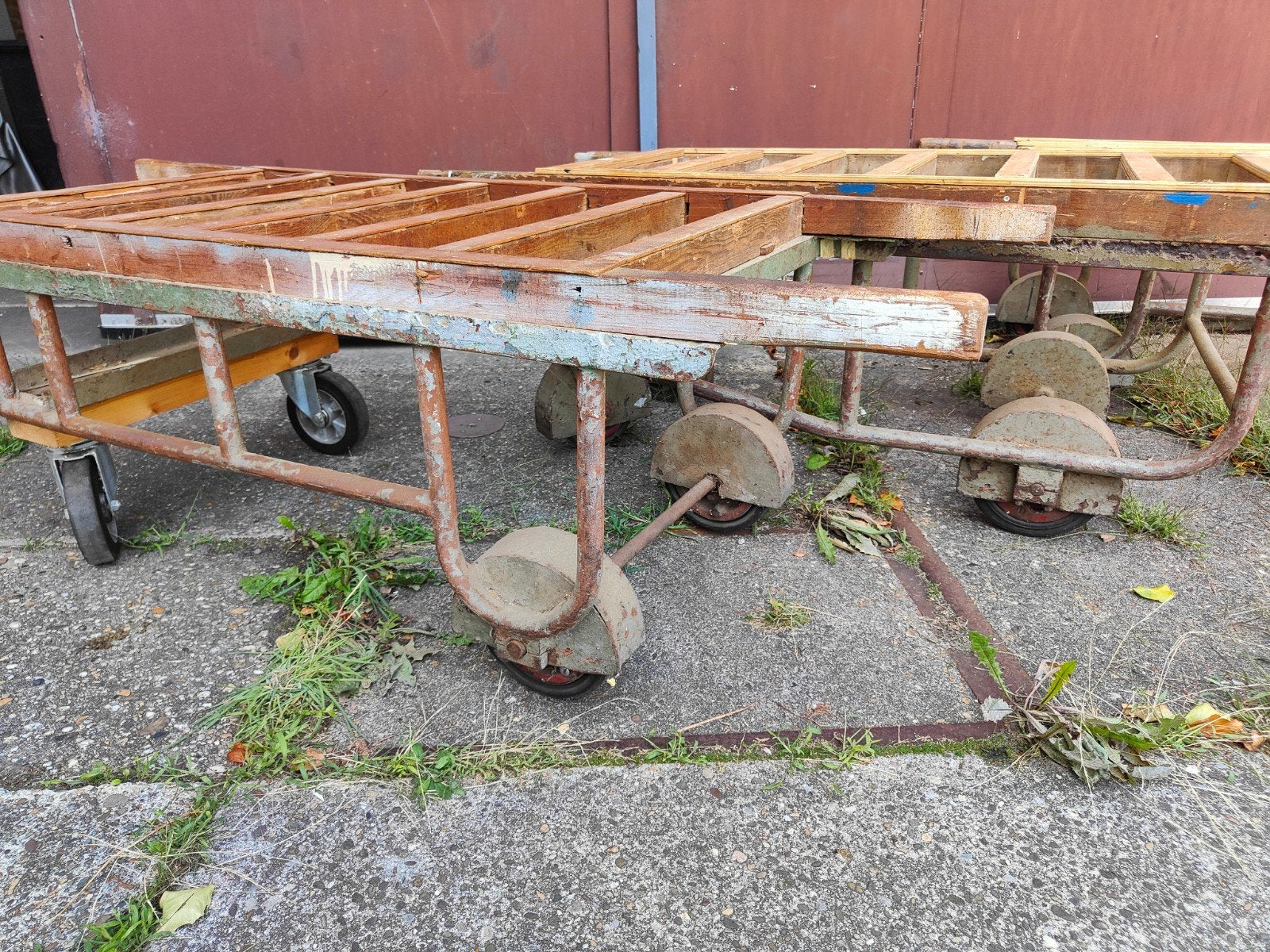 Industriële Plateauwagens transportkar, Antiek en Kunst, Antiek | Overige Antiek, Ophalen