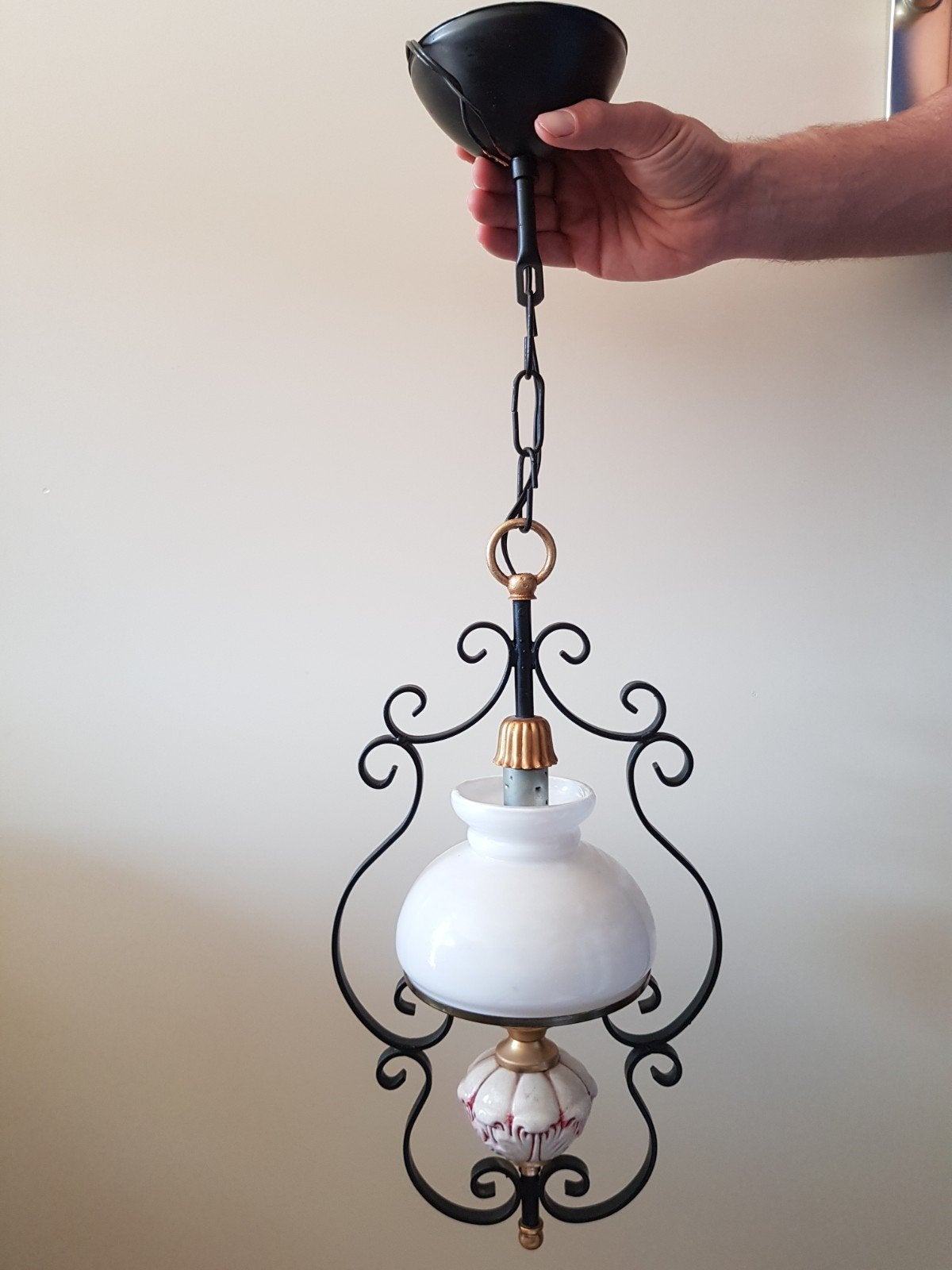 plaffondlamp/ omgebouwde olielamp, Ophalen of Verzenden