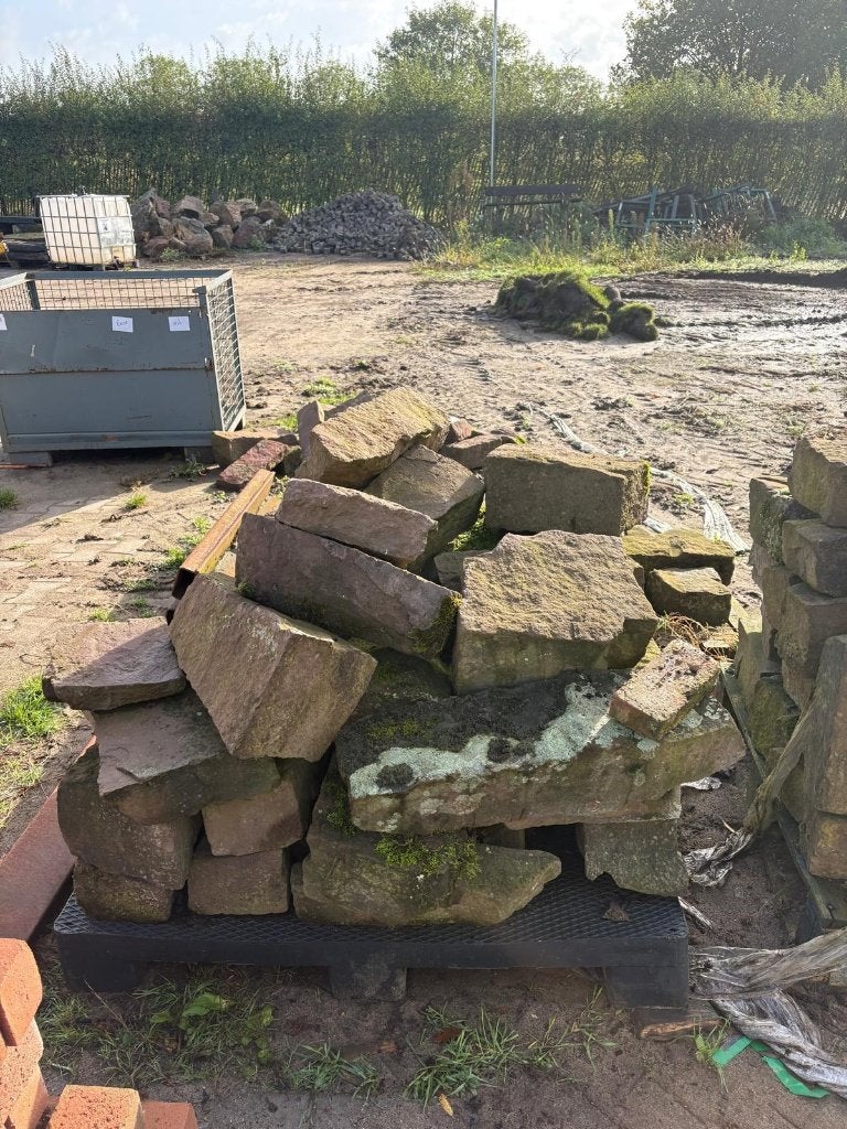 Rode Weser blokken, Ophalen, Gebruikt, Zandsteen, Kei