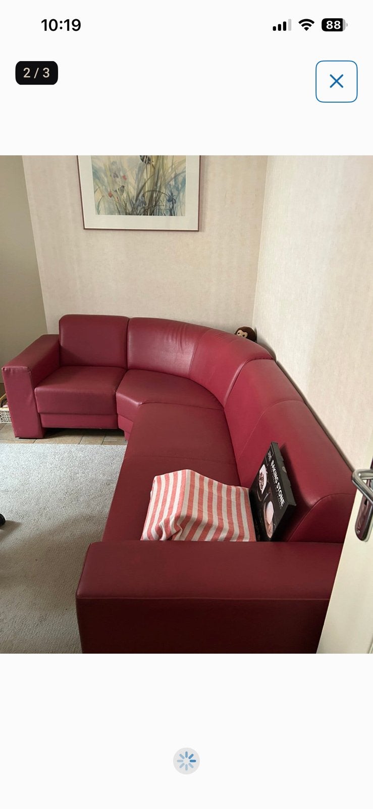 5 zits hoekbank Bordeaux 175cmx 265cm nieuwprijs € 755, Ophalen, 250 tot 300 cm, Leer, Zo goed als nieuw