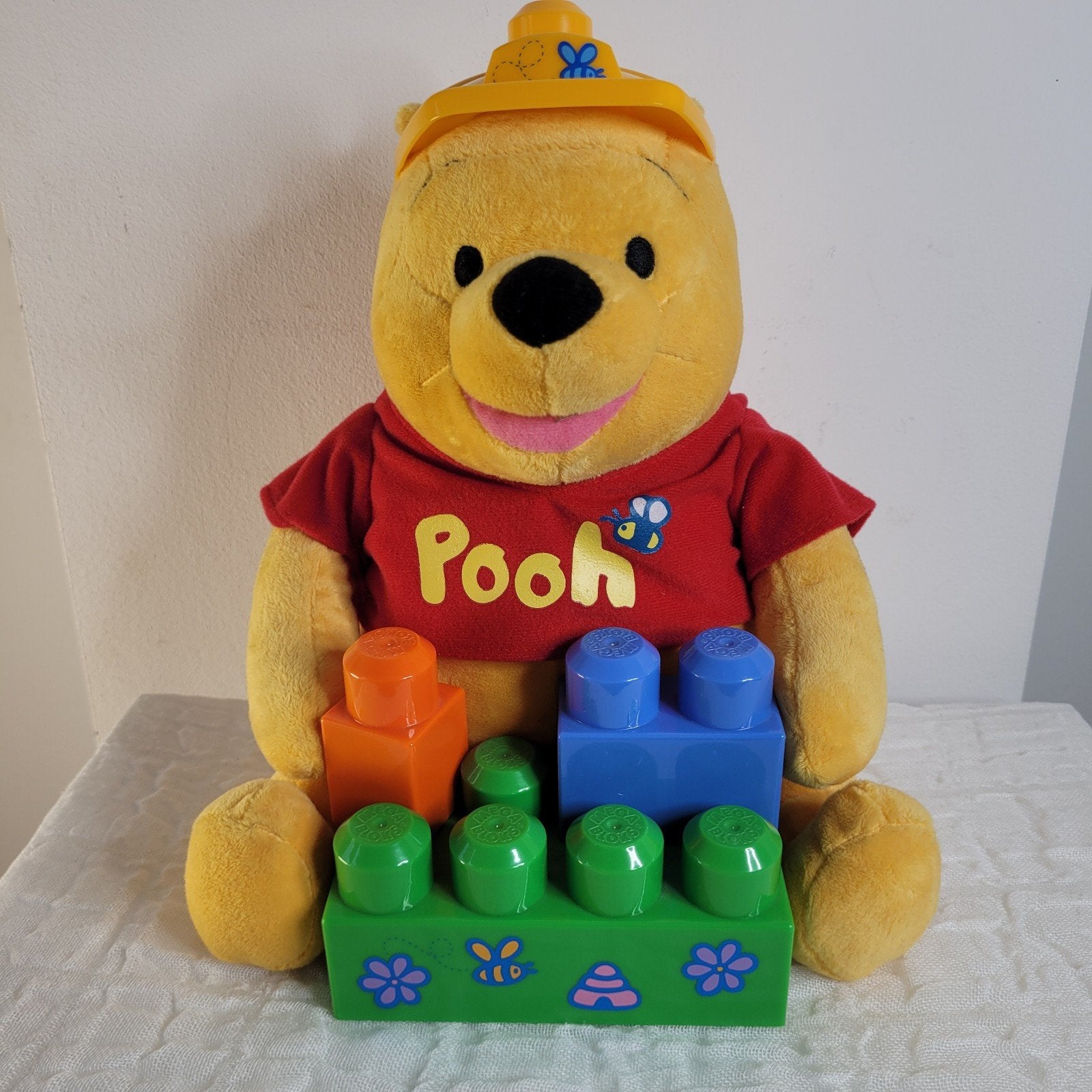 Disney Winnie de Poeh Mega Blocks knuffel 27 cm met blokken, Disney, Beer, Ophalen of Verzenden, Zo goed als nieuw