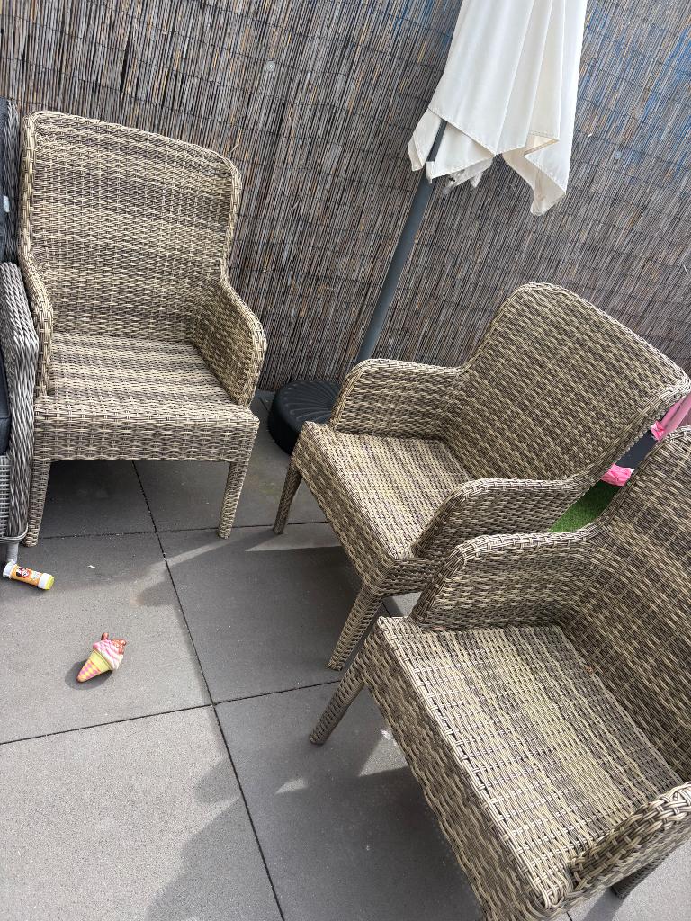3 tuinstoelen, Tuin en Terras, Tuinstoelen, Ophalen, Gebruikt, Rotan