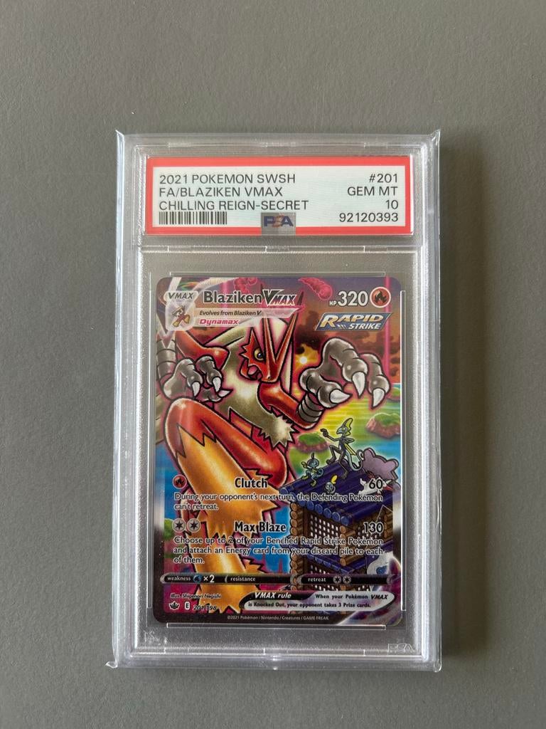 Blaziken VMAX 201 - chilling reign - PSA 10 Pokémon Kaart, Ophalen of Verzenden, Nieuw, Losse kaart, Foil