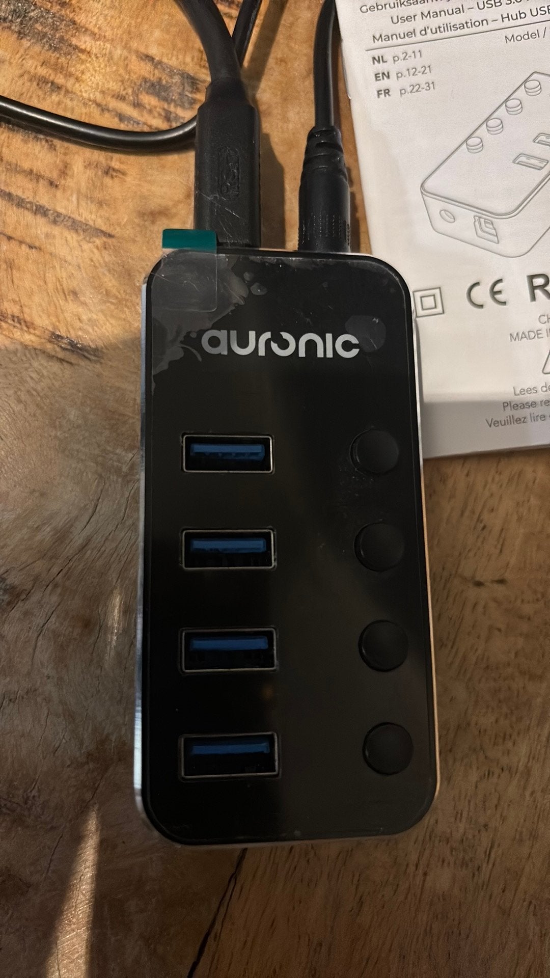 Auronic USB 3.0 Hub - 4 poorten met adapter, Ophalen of Verzenden, Zo goed als nieuw
