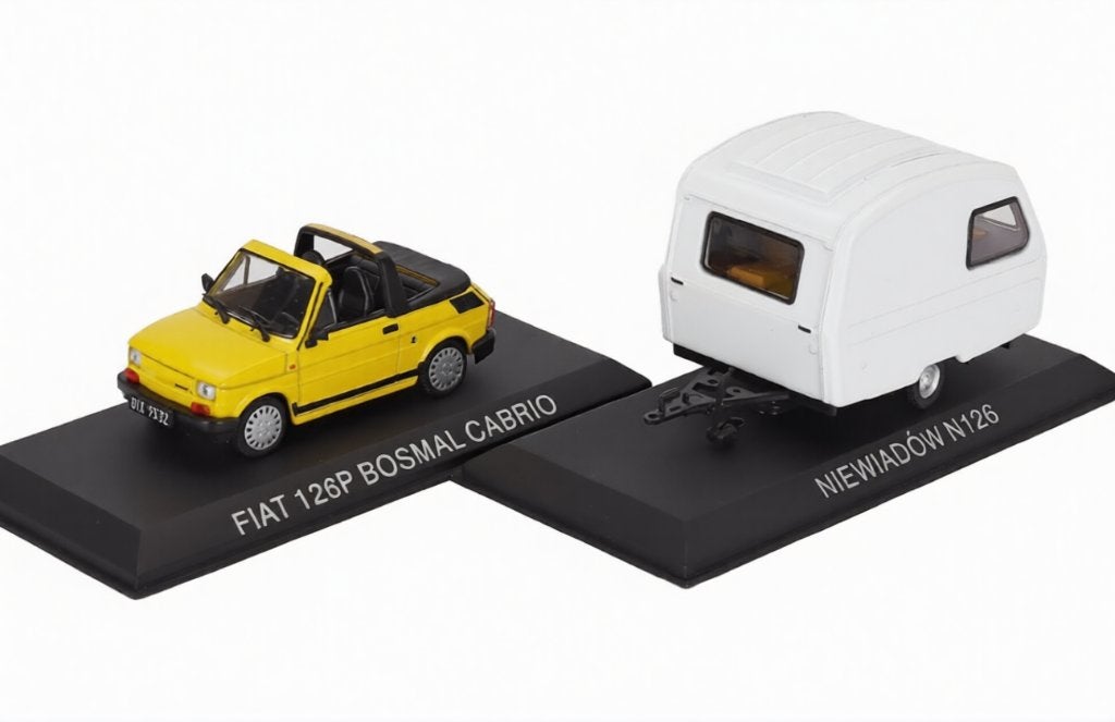 Fiat 126p Bosmal Cabrio + Caravan, 1/43, Atlas, Overige merken, Auto, ., Nieuw