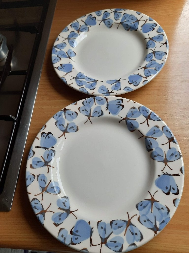 EMMA BRIDGEWATER ONTBIJTBORDEN BLAUWE VLINDERS, Landelijk/Boerenbont, Ophalen of Verzenden, Zo goed als nieuw, Emma Bridgewater