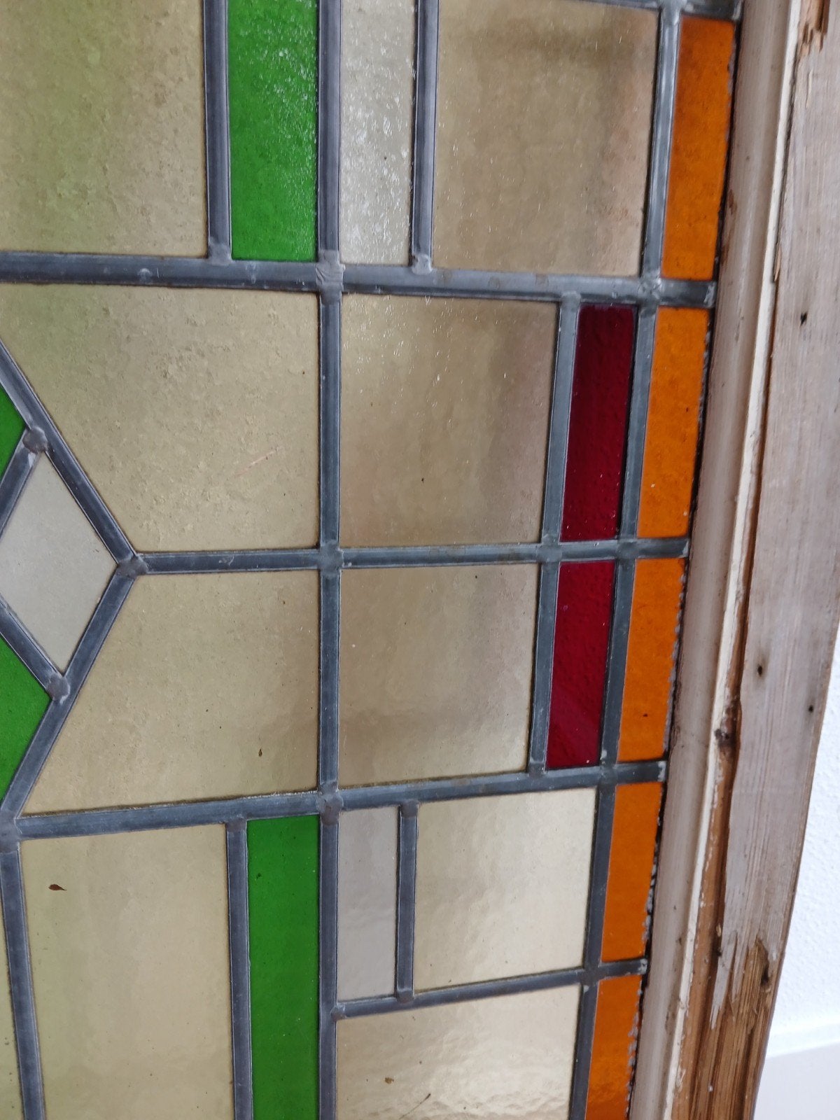 Antiek Glas-in-lood Raam - Boerderijstijl (100+ jaar oud), Doe-het-zelf en Verbouw, Ophalen, Gevelraam of Ruit, Gebruikt, Minder dan 80 cm
